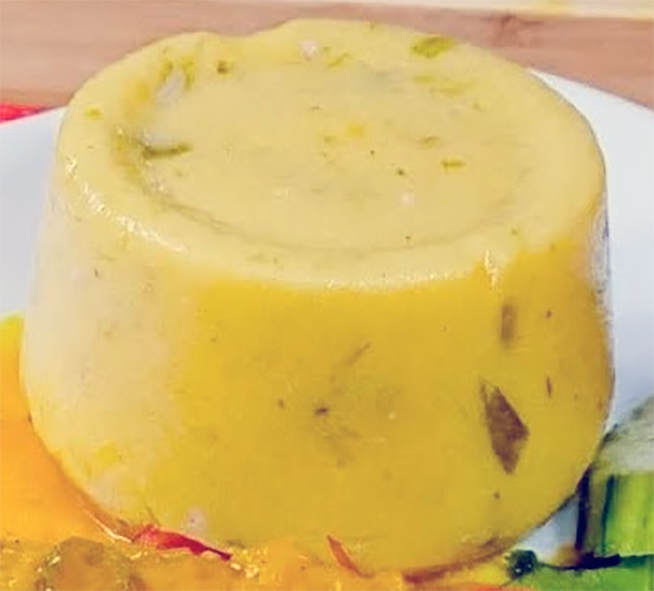 okra fungi shaped in a mould served on a plate