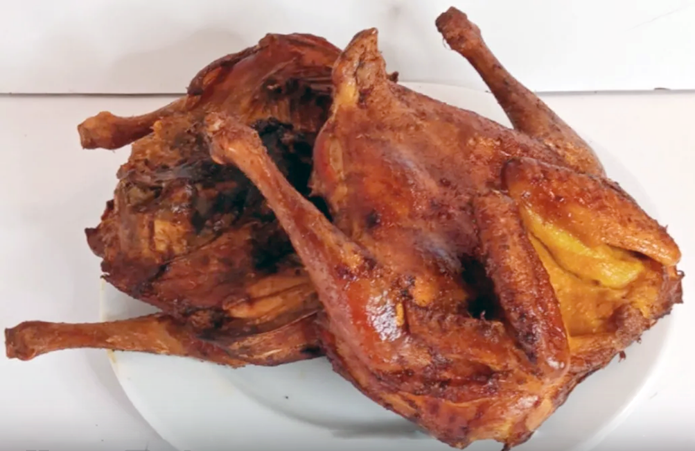 oven smoked and dried chicken served on a plate