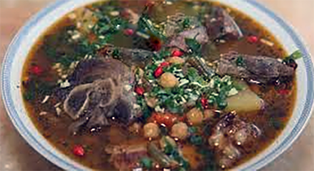 Armenian bozbash soup in a soup bowl