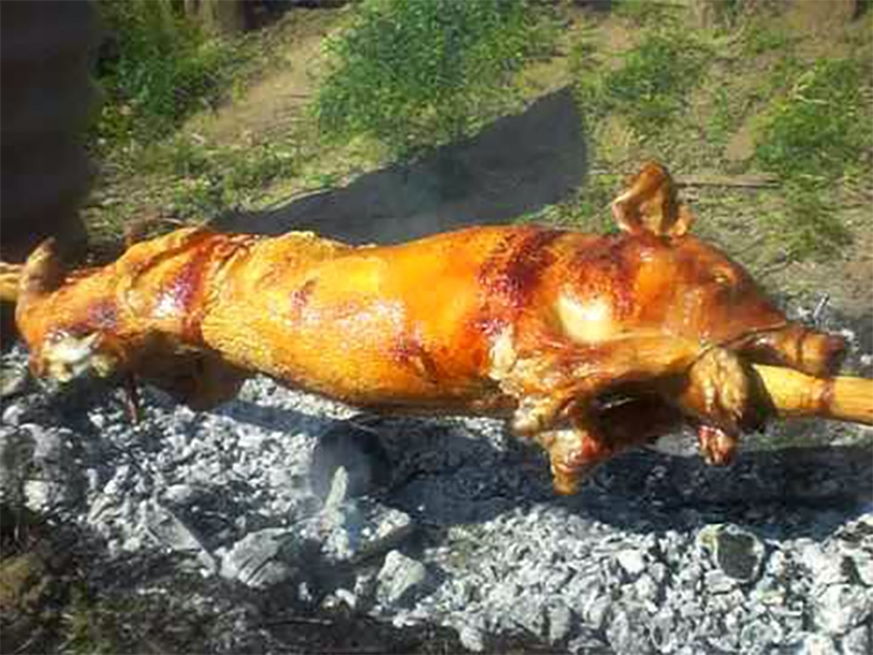 Pot roasted pig.