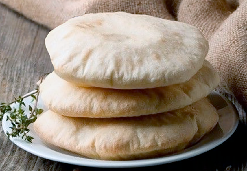 Pile of freshly-baked pitta breads