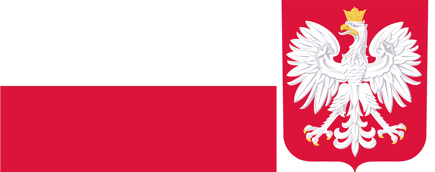 The flag and coat of arms of Poland.