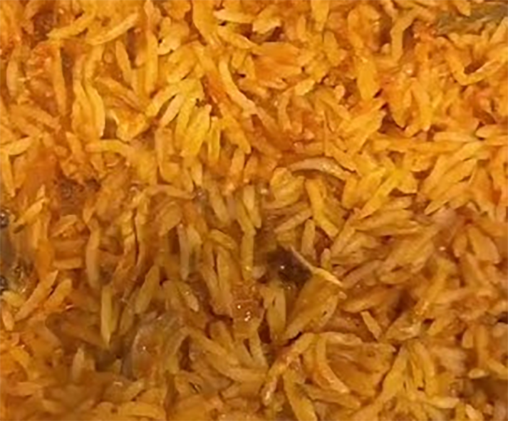 red oil rice on a plate</a>