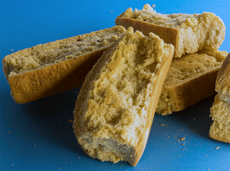 dried rust fingers against a blue background