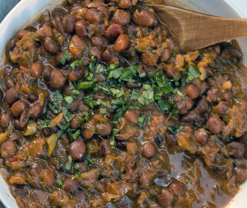 Saba pigeon pea stew served in a bowl