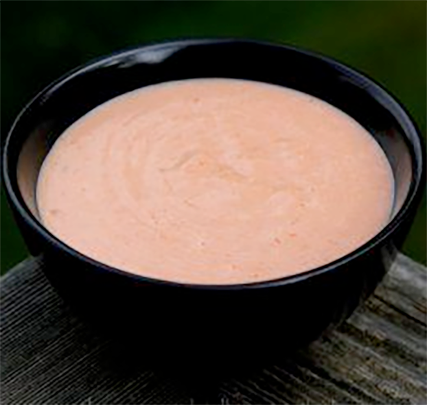 salsa rosada, Colombian pink sauce, served in a small bowl