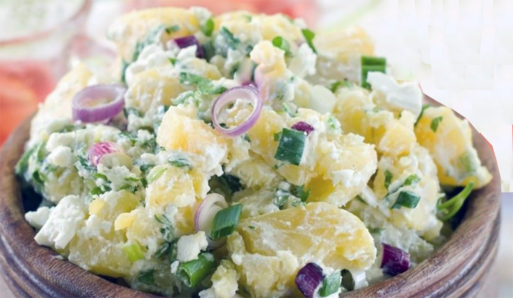 south african potato and egg salad in a bowl