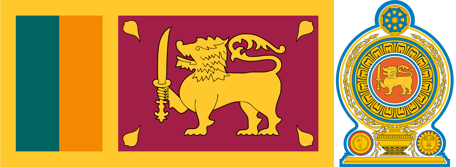The flag and emblem of Thailand.