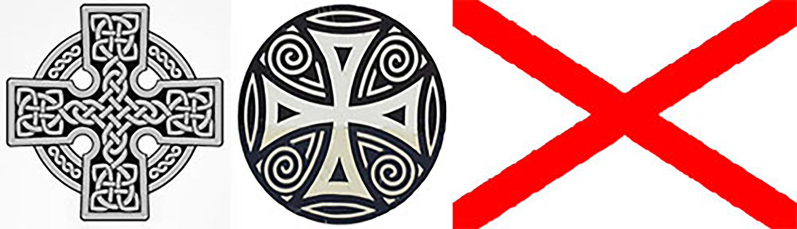 Celtic cross, cross pattée and St Patrick saltire