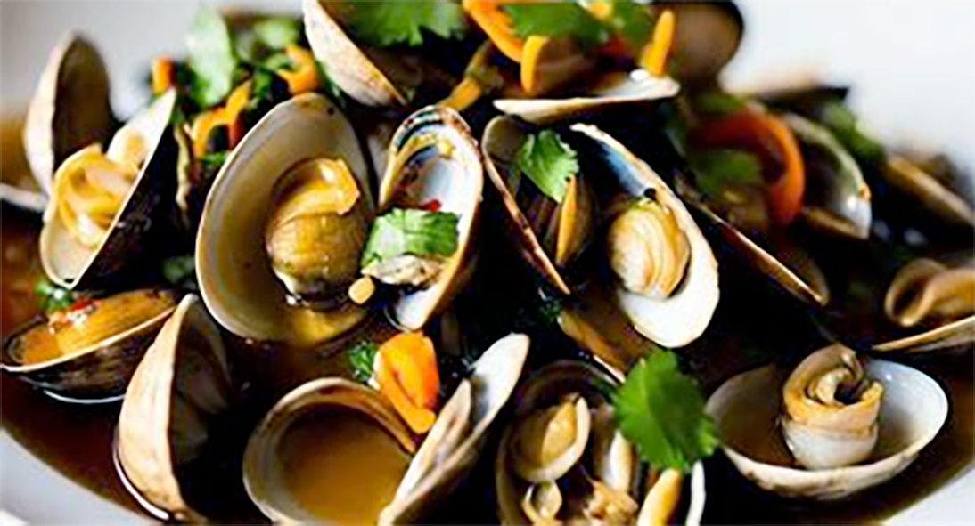 Bowl of Stir-fried Clams in Black Bean Sauce