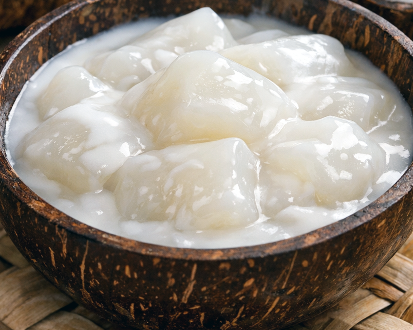 Rotuman sua pana served in a wooden bowl
