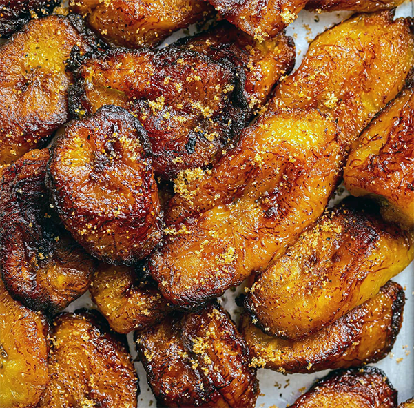 Sweet fried plantains arranged on a plate