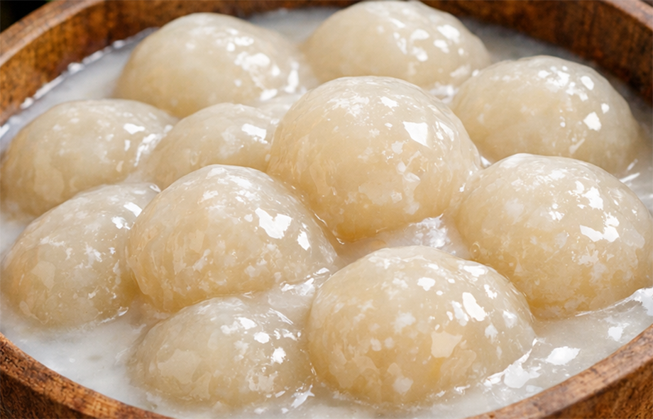 Topoi dumplings in a bowl with coconut cream
