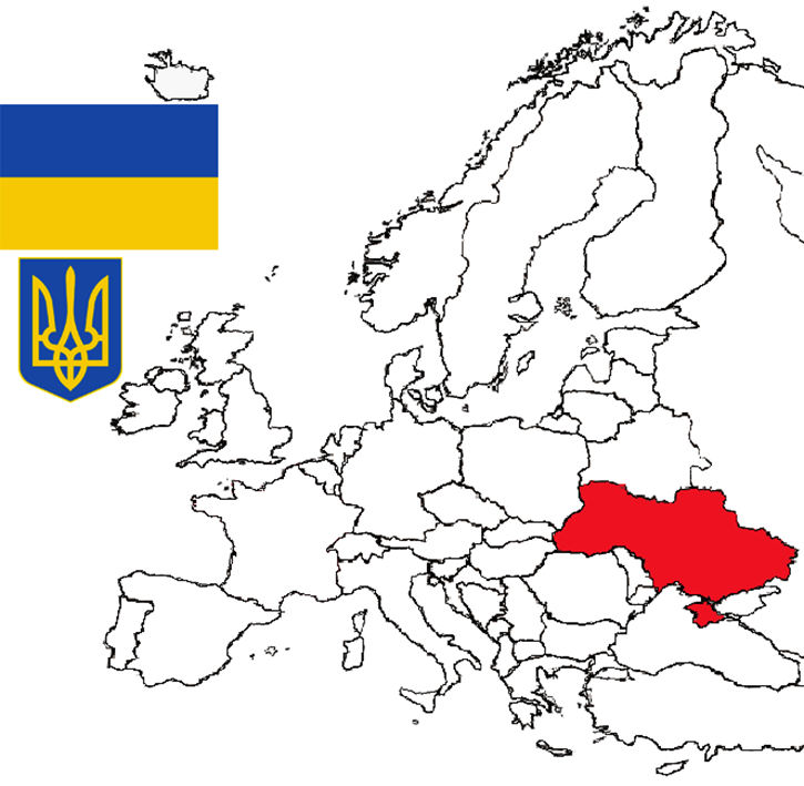 Location of Ukraine in Europe.