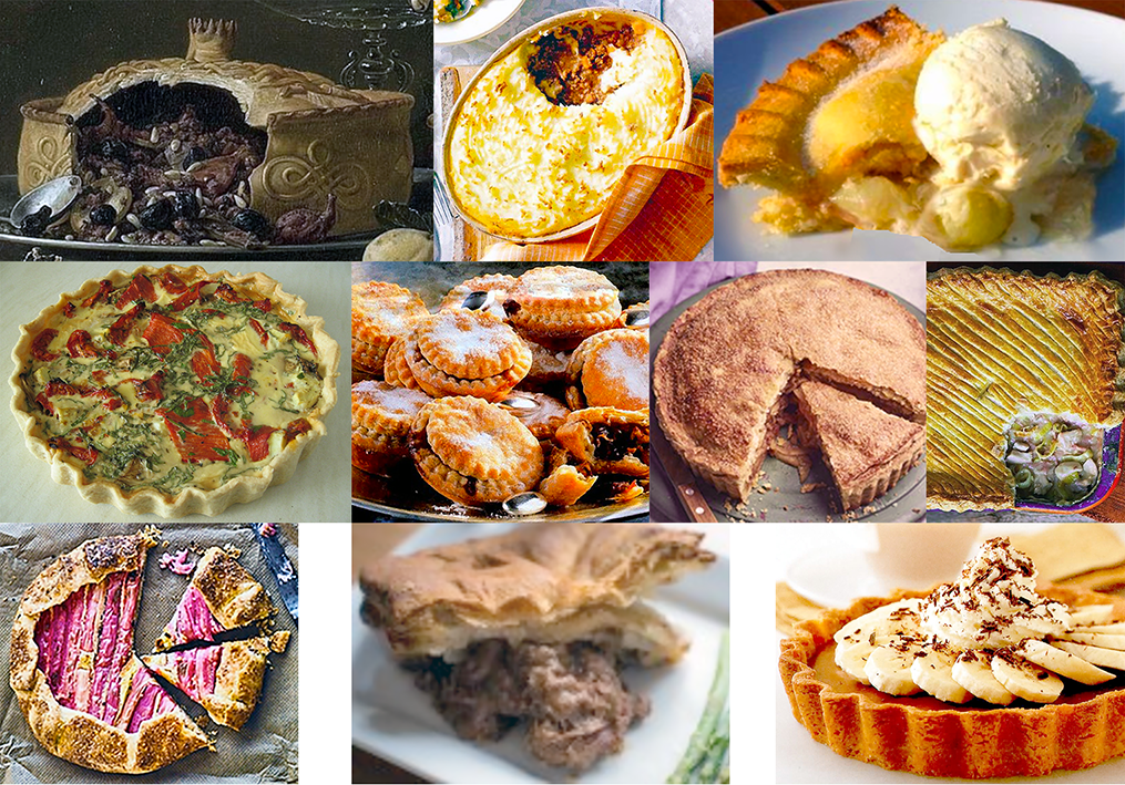 Montage of pies, tarts and galettes.
