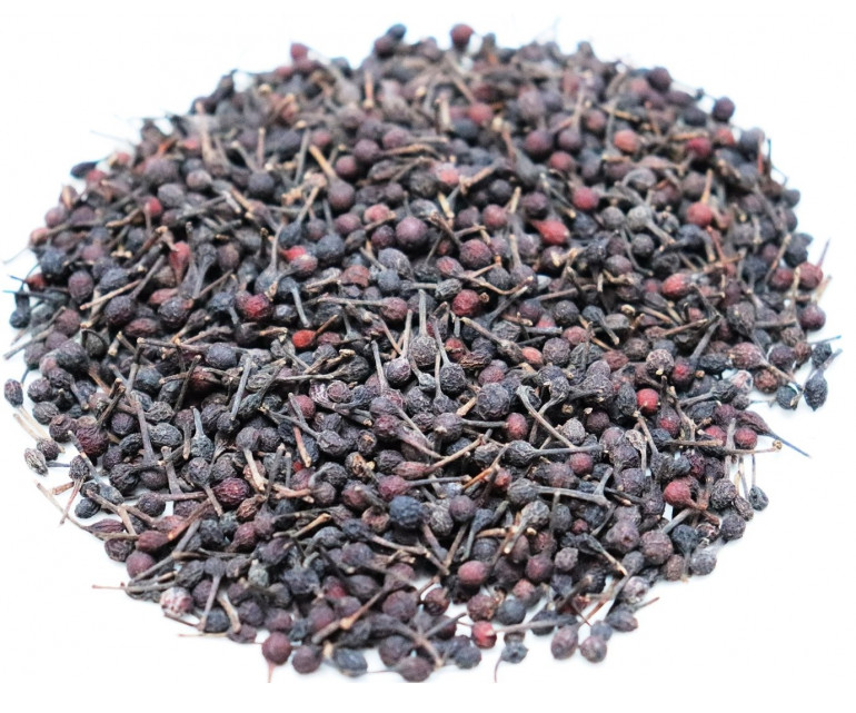 Pile of dried voatsiperifery peppercorns