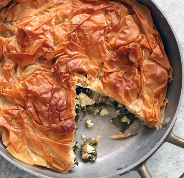 Wild Greens Cakes in a parchment paper lined baking dish