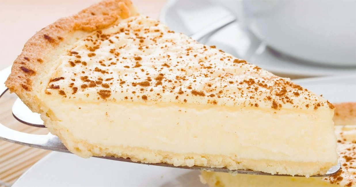 slice of South African milktert on a cake slice