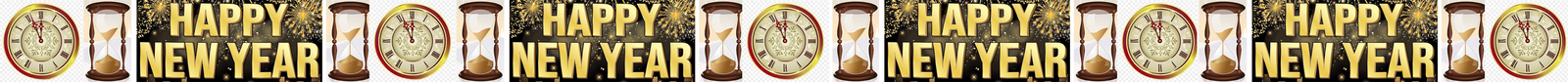 New Year Banner of clocks, timer and Happy New Year text